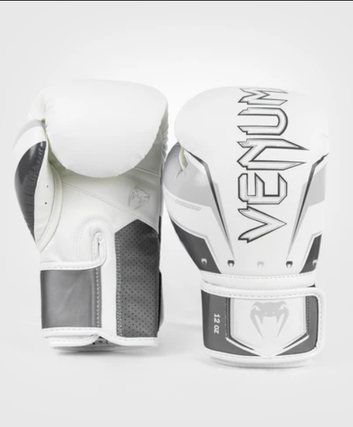 VENUM ELITE EVO BOXING GLOVES - GREY/WHITE 14OZ