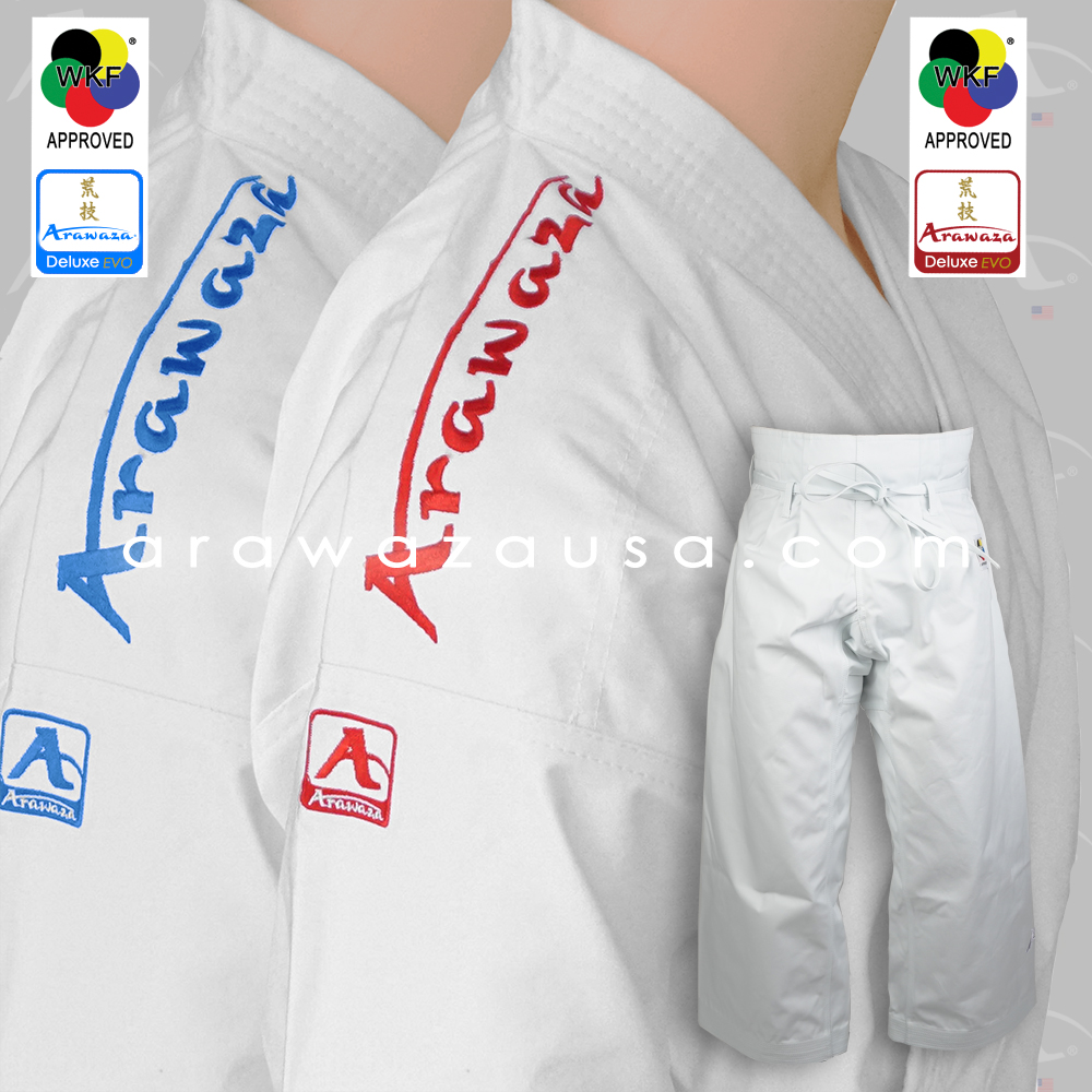 ARAWAZA  WKF APPROVED KATA DELUXE EVO PREMIER LEAGUE - COMBO KIT (2 JACKETS + 1 PANT)