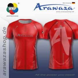 ARAWAZA DRY-TECH SPORTS TEE SHIRT RED/BLUE/BLACK