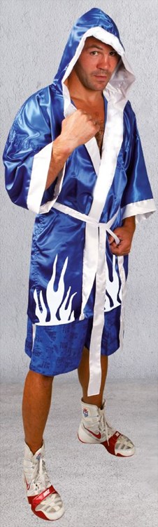 TOP TEN hooded Boxing robe FLAME BLUE